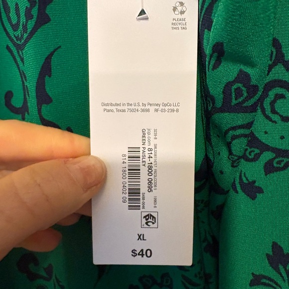 Liz Claiborne Green and Black Patterned Blouse - Picture 3 of 5